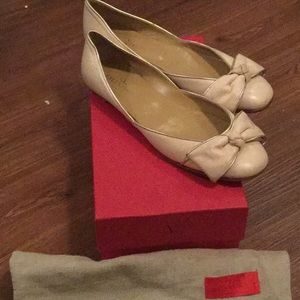 Valentino Nude Ballet Flats with Bows